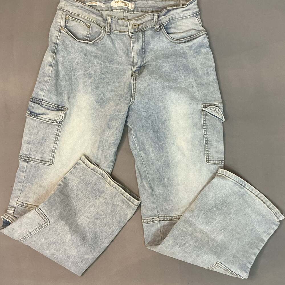 Celebrity Pink Skater Light Wash Cargo Jeans